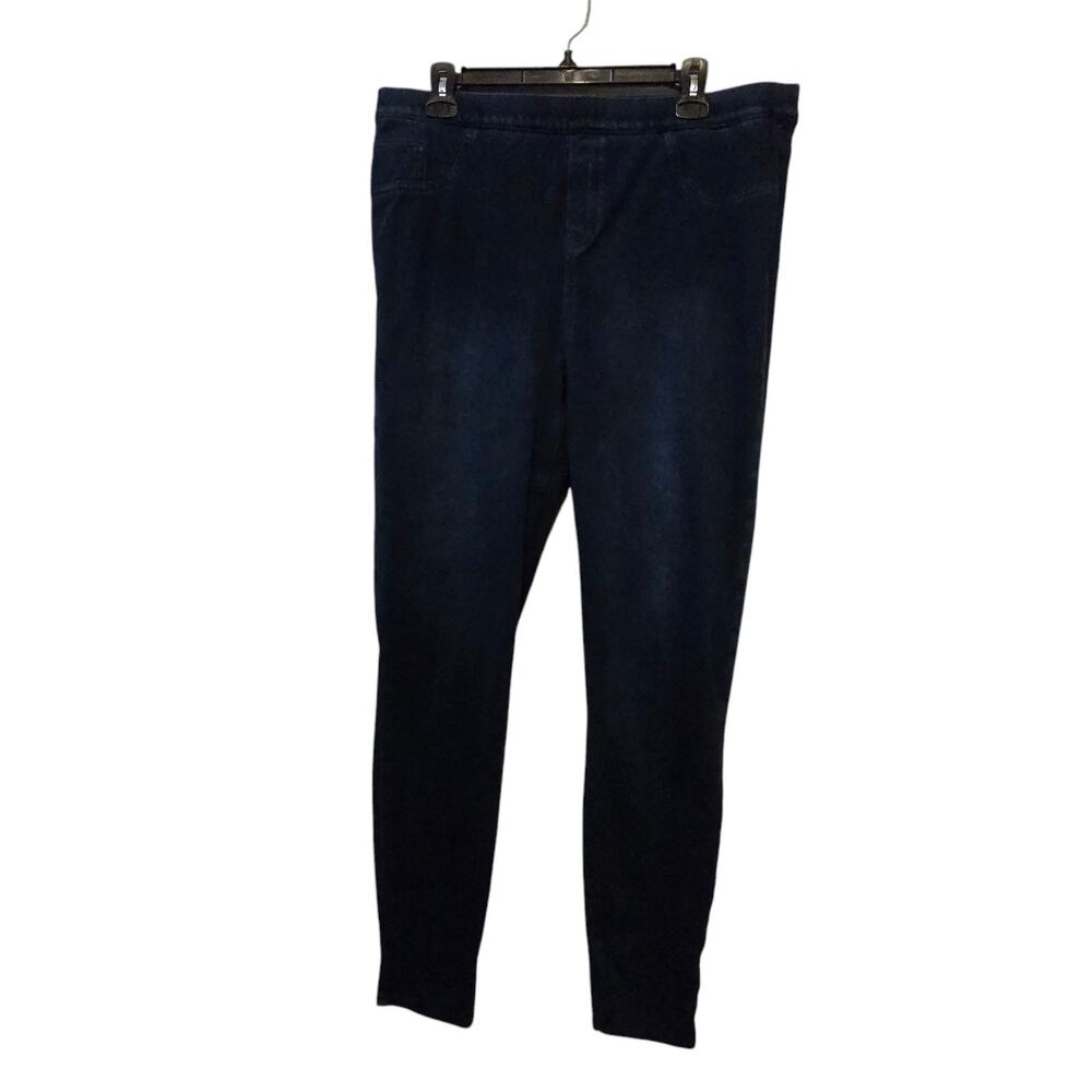 Spanx Womens Jean Leggings MED Ankle Jean-ish Pull On Dark Wash Slimming Stretch